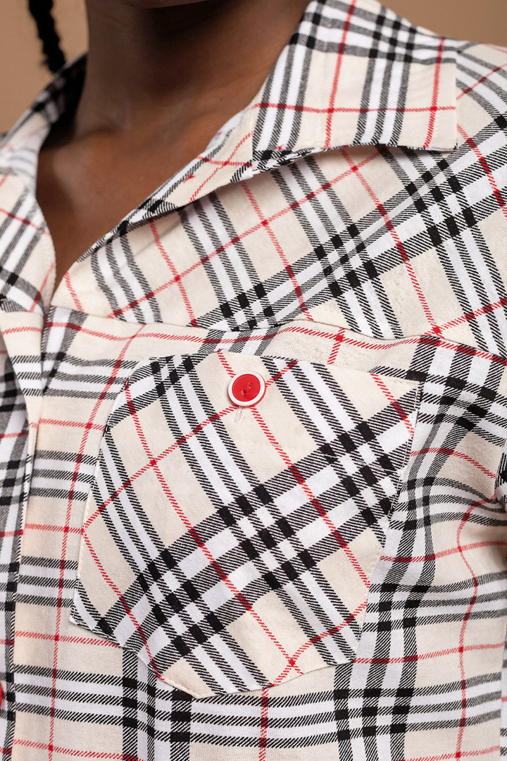 Фото товара 17471, халат бежевая клетка